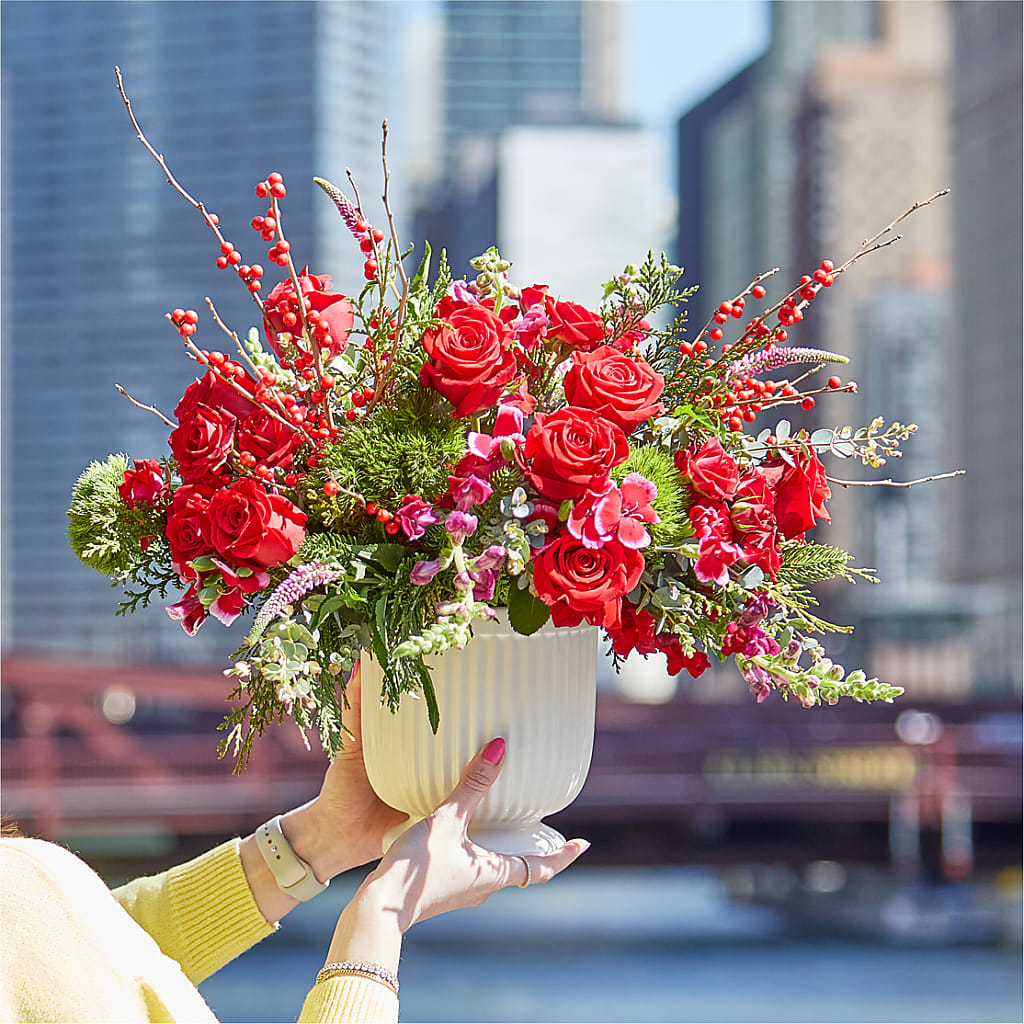 Big Red Bow Bouquet – Natural Flowers Llc, Centreville VA