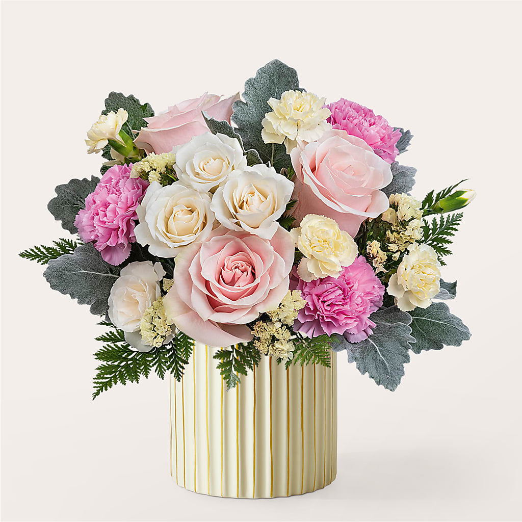 Blissful Moments Bouquet with Ivory Vase – Natural Flowers Llc, Centreville VA