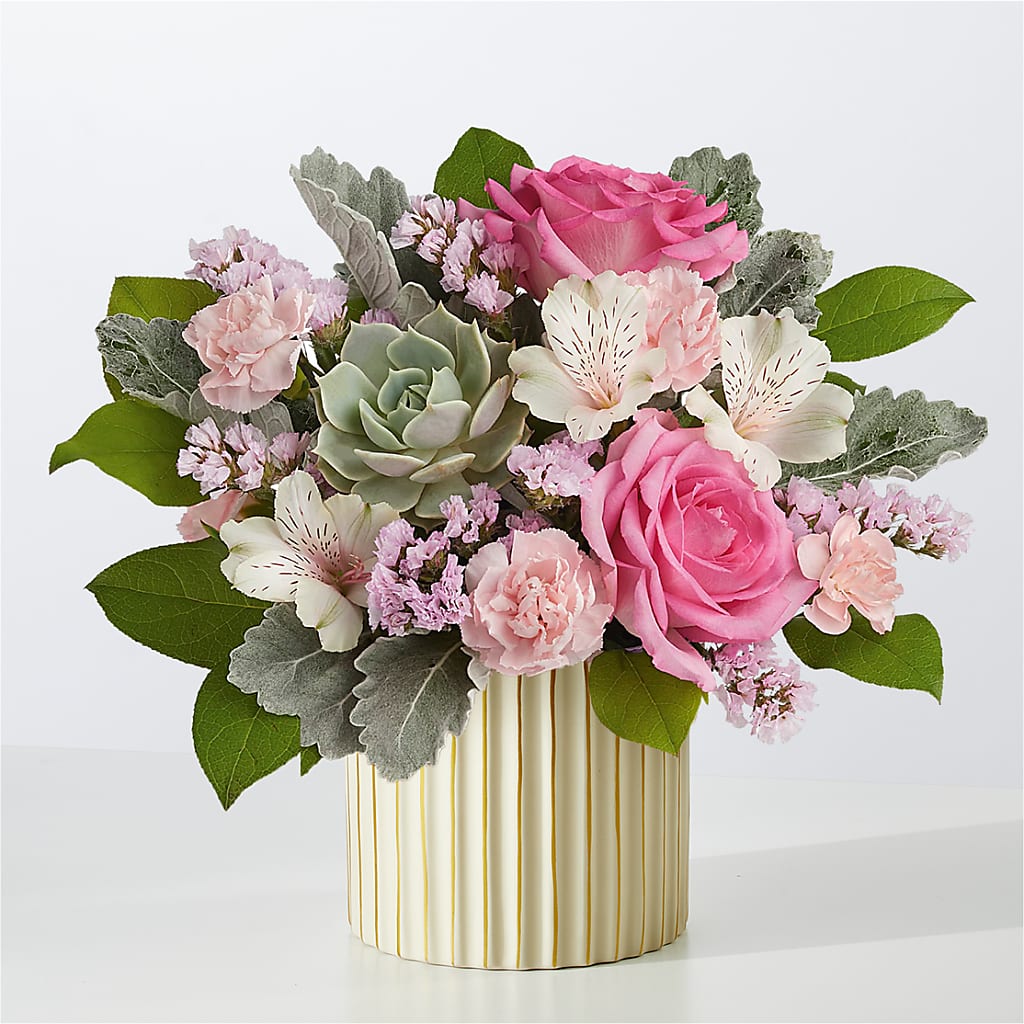 Dusty Rose Bouquet with Ivory Vase – Natural Flowers Llc, Centreville VA