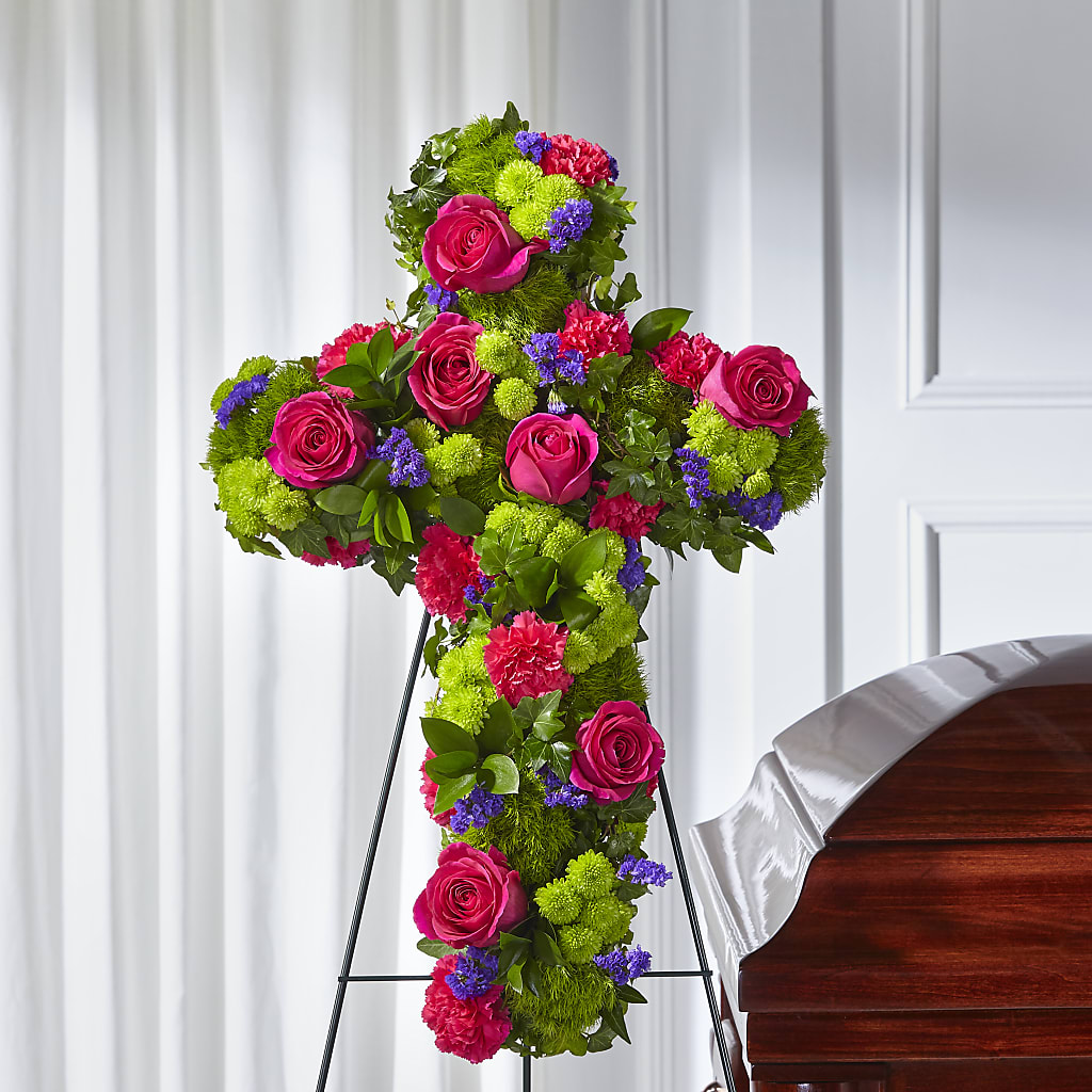 Tribute Rose Floral Cross – Natural Flowers Llc, Centreville VA