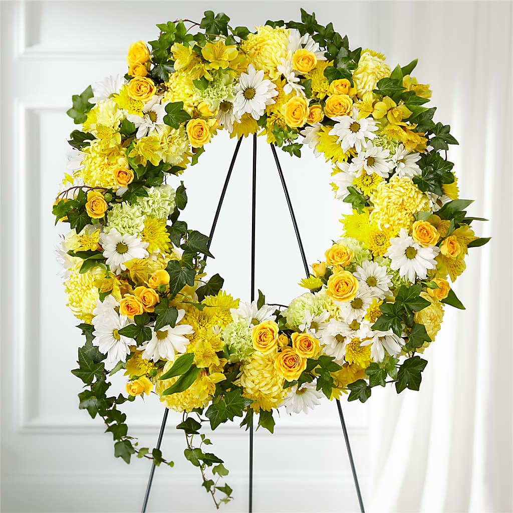 Golden Remembrance Wreath – Natural Flowers Llc, Centreville VA