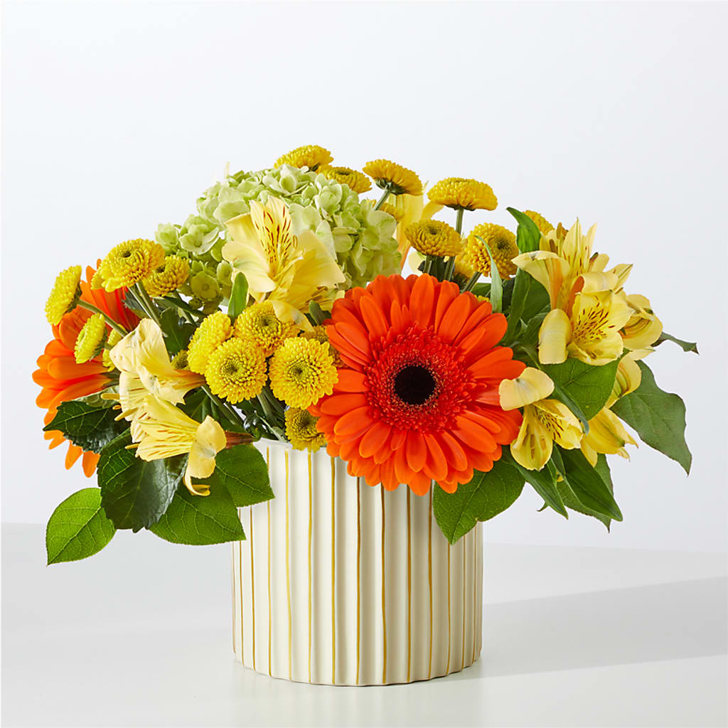 Autumn Sunshine Bouquet with Ivory Vase – Natural Flowers Llc, Centreville VA