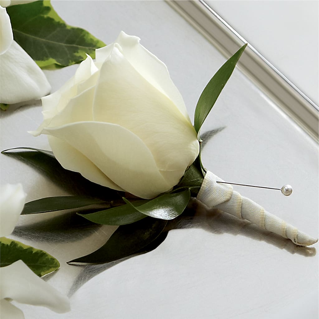 White Rose Boutonniere – Natural Flowers Llc, Centreville VA