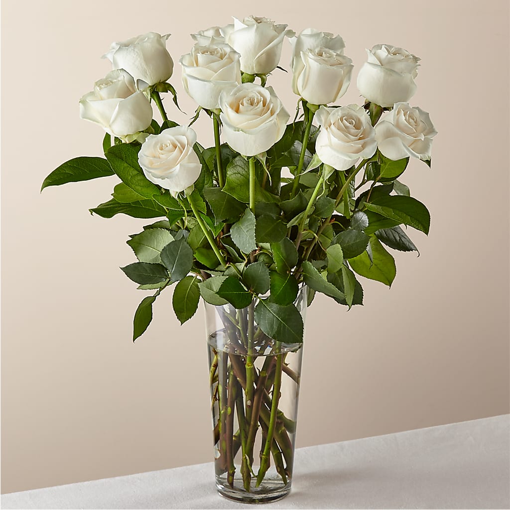 Long Stem White Rose Bouquet –  Natural Flowers Llc, Centreville VA