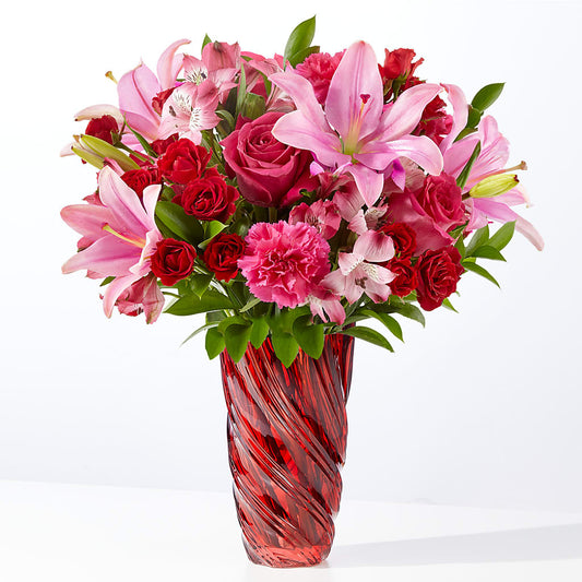 In Love Bouquet with Luxe Swirl Vase –  Natural Flowers Llc, Centreville VA