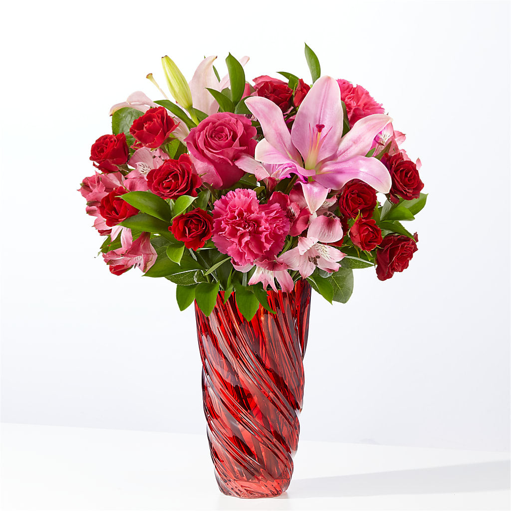 In Love Bouquet with Luxe Swirl Vase –  Natural Flowers Llc, Centreville VA