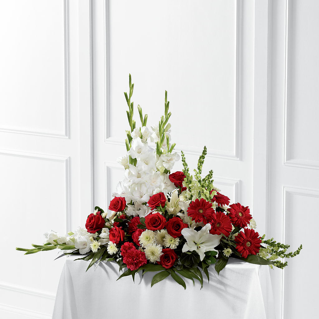 Crimson & White Arrangement –  Natural Flowers Llc, Centreville VA