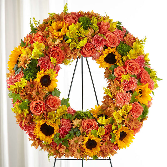 Autumnal Memories Wreath (Standard) –  Natural Flowers Llc, Centreville VA