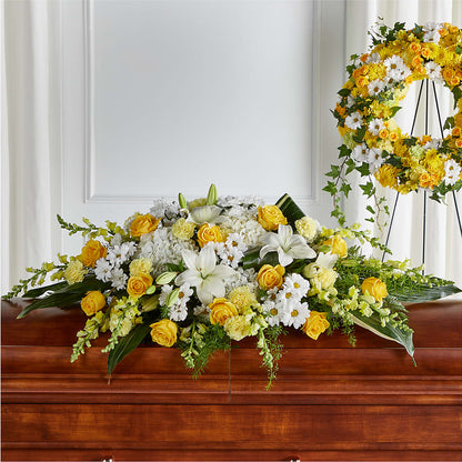 Golden Harmony Casket Spray –  Natural Flowers Llc, Centreville VA
