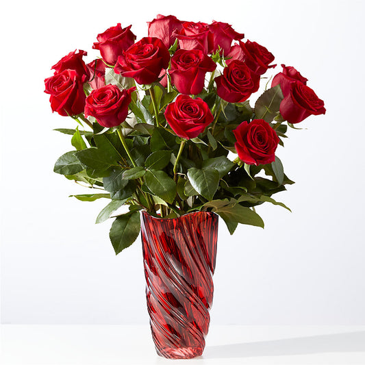 Classic Love Red Rose Bouquet with Luxe Swirl Vase –  Natural Flowers Llc, Centreville VA