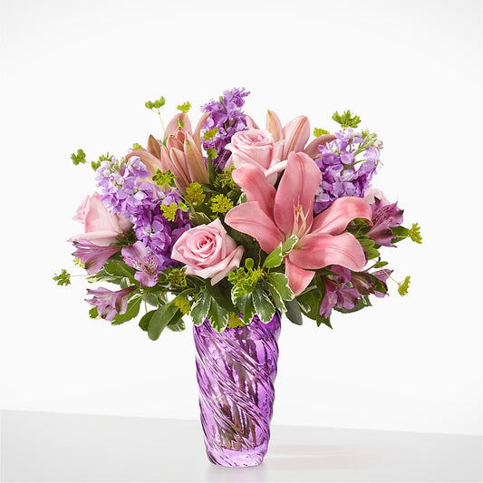 Precious Petals Bouquet with Luxe Swirl Vase –  Natural Flowers Llc, Centreville VA
