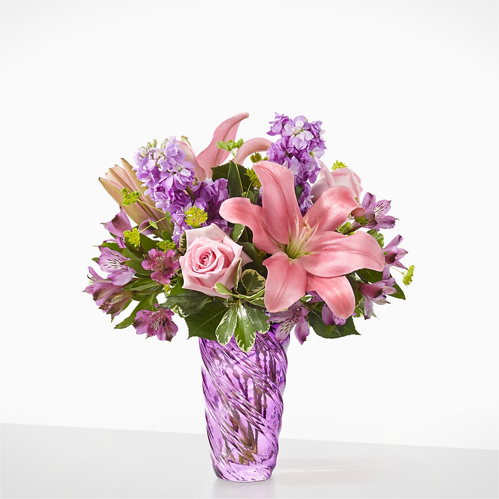 Precious Petals Bouquet with Luxe Swirl Vase –  Natural Flowers Llc, Centreville VA