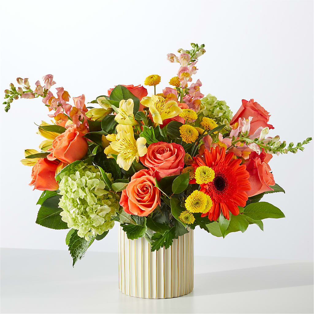 Autumn Sunshine Bouquet with Ivory Vase –  Natural Flowers Llc, Centreville VA