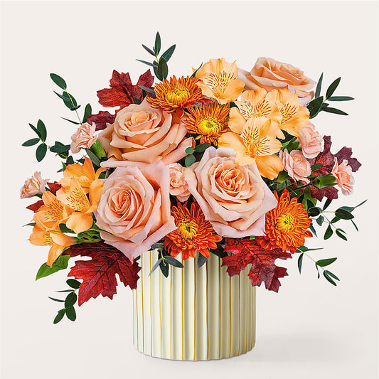 Spiced Latte Bouquet with Ivory Vase –  Natural Flowers Llc, Centreville VA