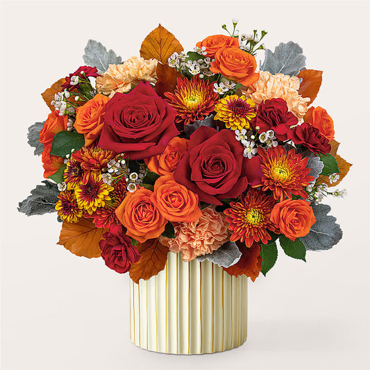 Merlot Bouquet with Ivory Vase –  Natural Flowers Llc, Centreville VA