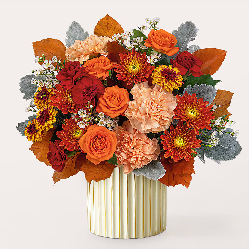 Merlot Bouquet with Ivory Vase –  Natural Flowers Llc, Centreville VA
