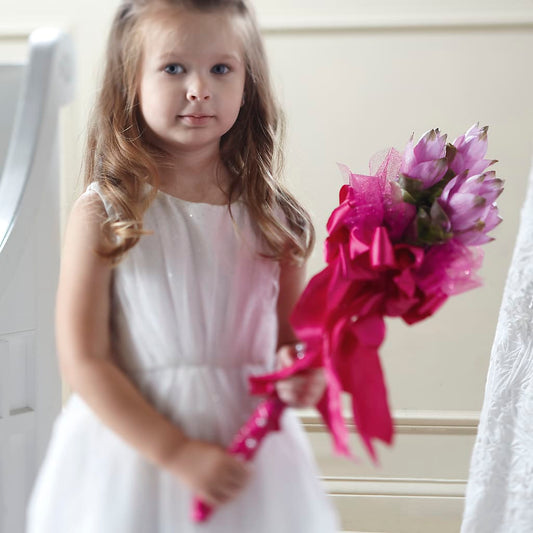 Sparkle Pink Flower Girl Bouquet –  Natural Flowers Llc, Centreville VA