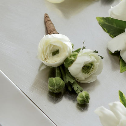 White Ranunculus Boutonniere –  Natural Flowers Llc, Centreville VA