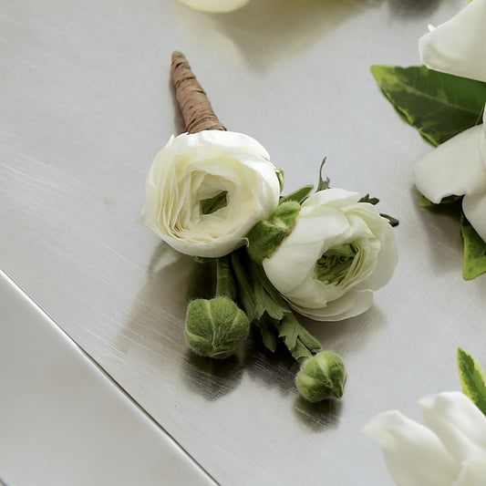 White Ranunculus Boutonniere –  Natural Flowers Llc, Centreville VA