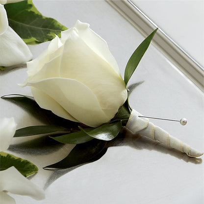 White Rose Boutonniere –  Natural Flowers Llc, Centreville VA